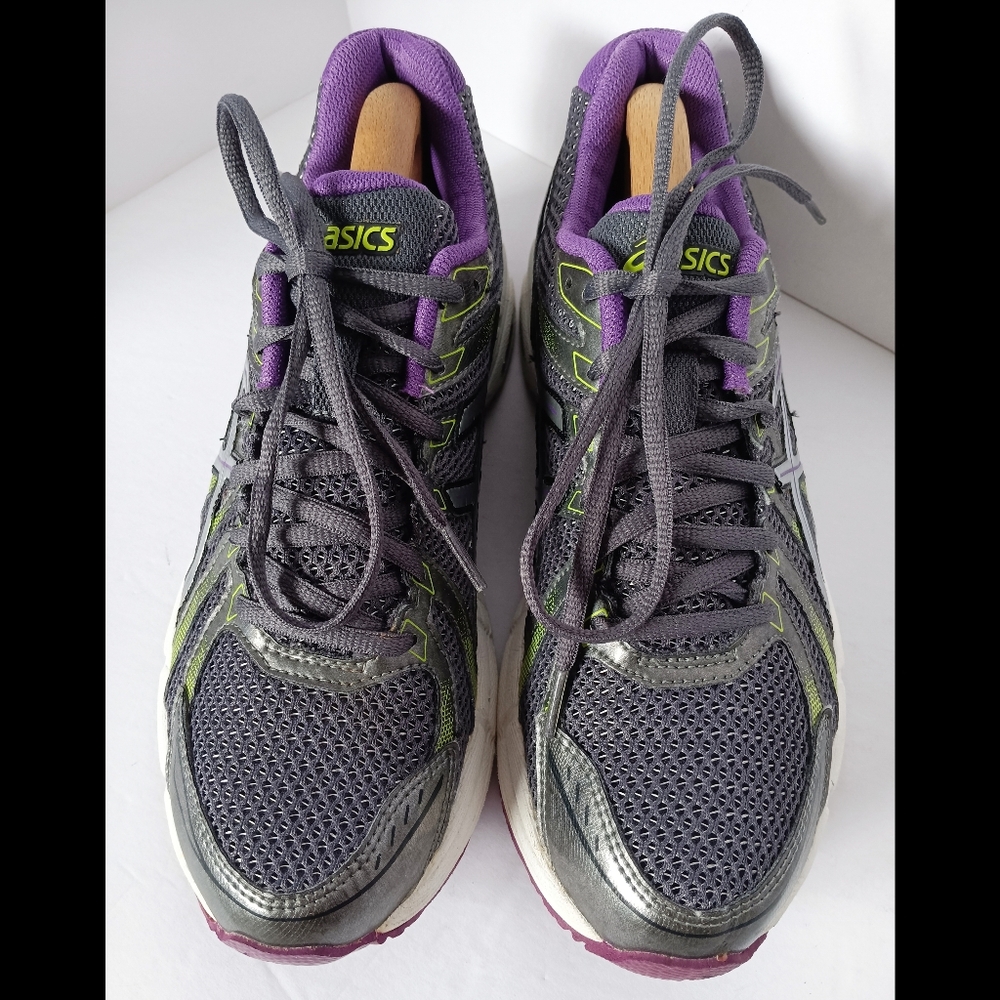šš Asics Gel Exalt Sneakers Athletic Leather Shoes Purple Green Womens 9 Gray - Picture 2 of 12